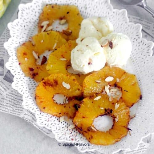 Easy Air Fryer Pineapple with cinnamon Just like grilled!! Spices N