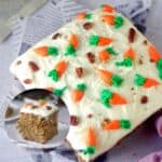 collage image of carrot cake to fit the recipe card