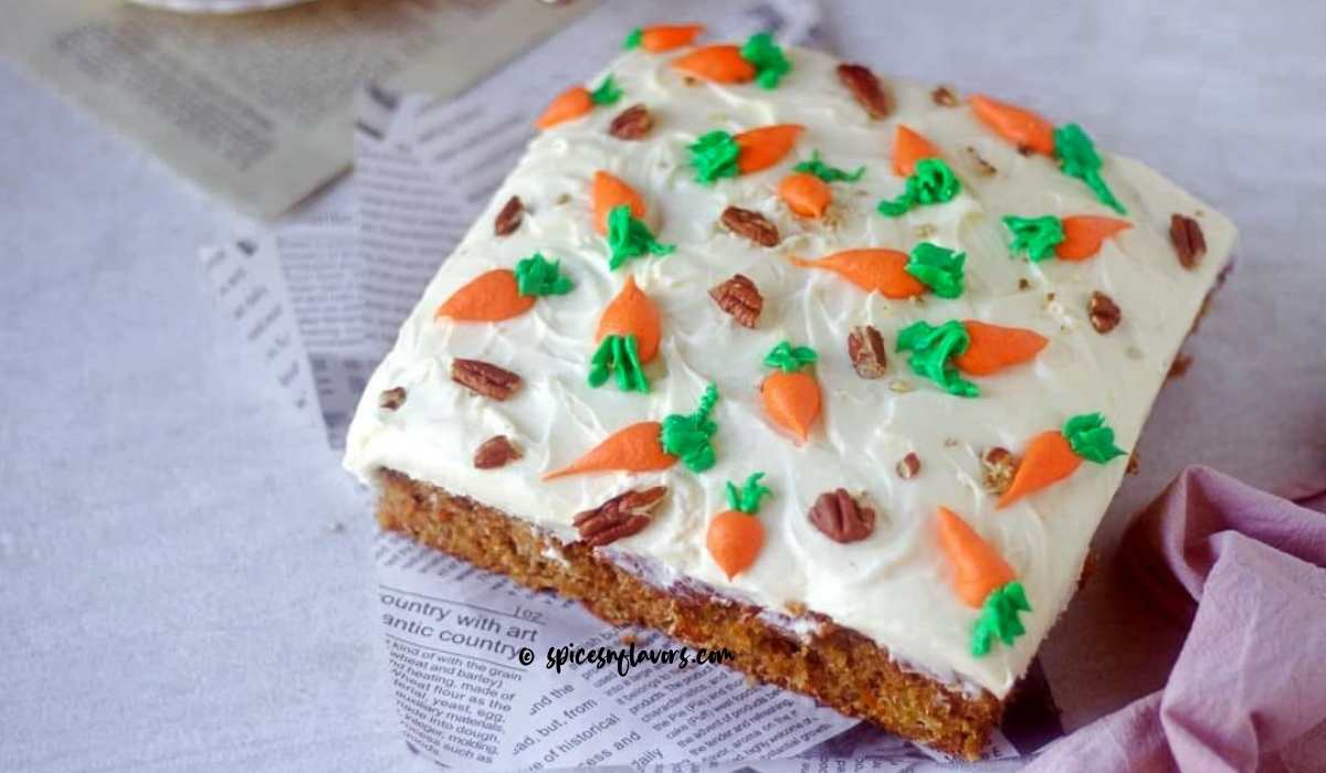 carrot cake frosted with the stiff cream cheese frosting