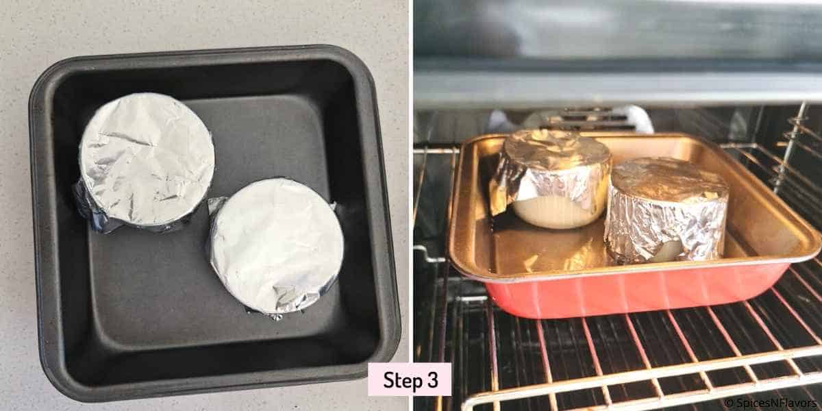 collage of images showing how to bake the dessert in the oven
