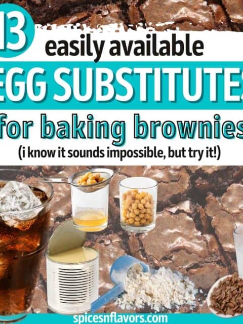 collage with list of egg substitutes along with text written on it