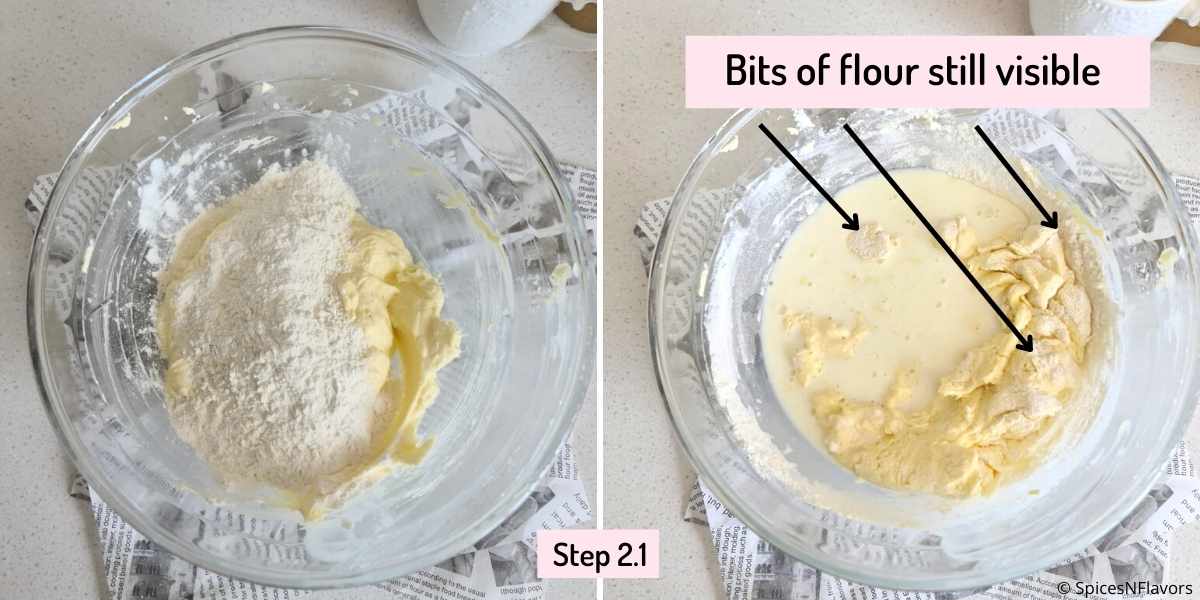 Combine dry and wet ingredients to prepare the cake batter