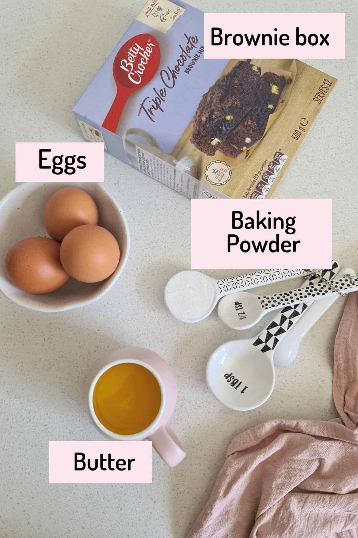 ingredients needed to make cake out of brownie mix