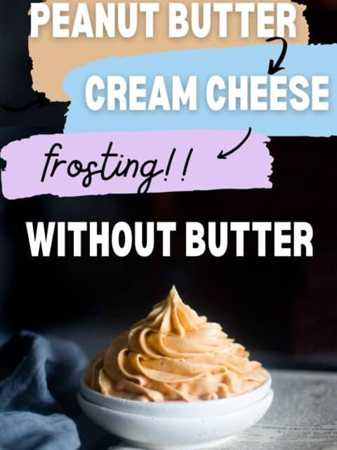 pin image for peanut butter cream cheese frosting recipe