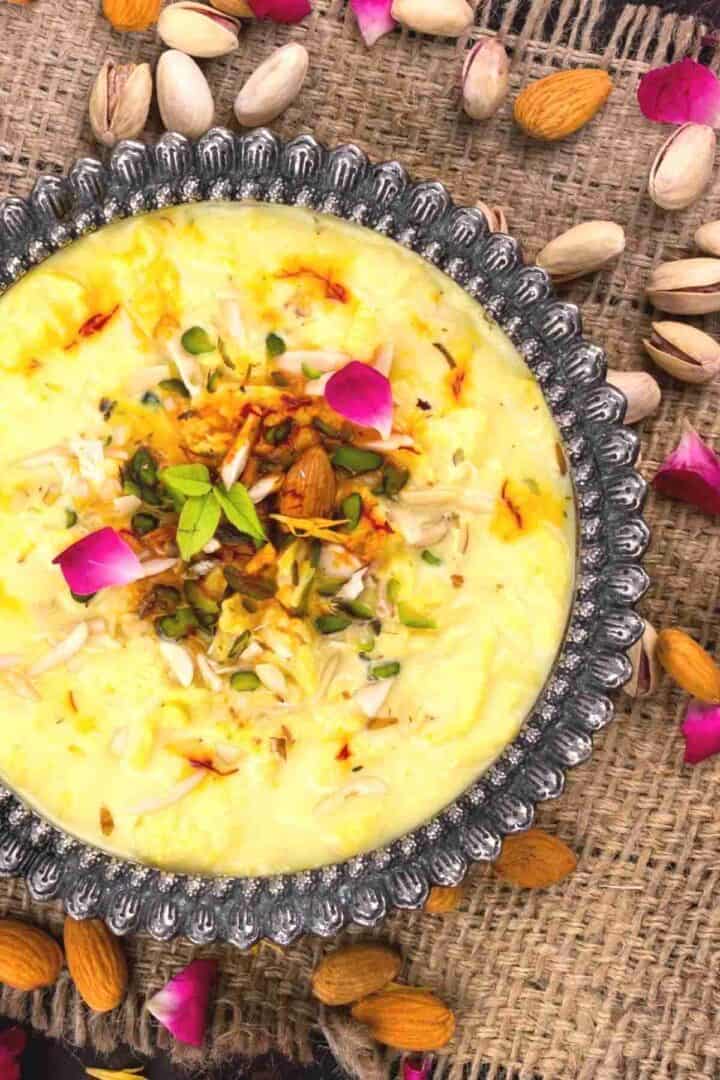 basundi served in vintage bowl