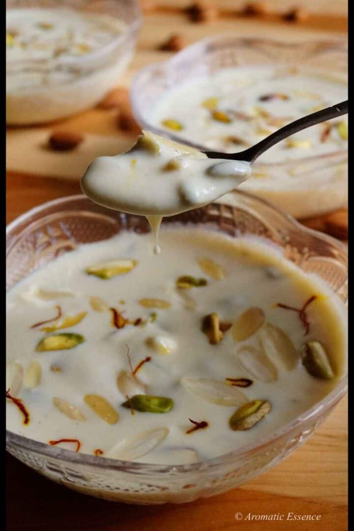 rabdi scooped in small spoon