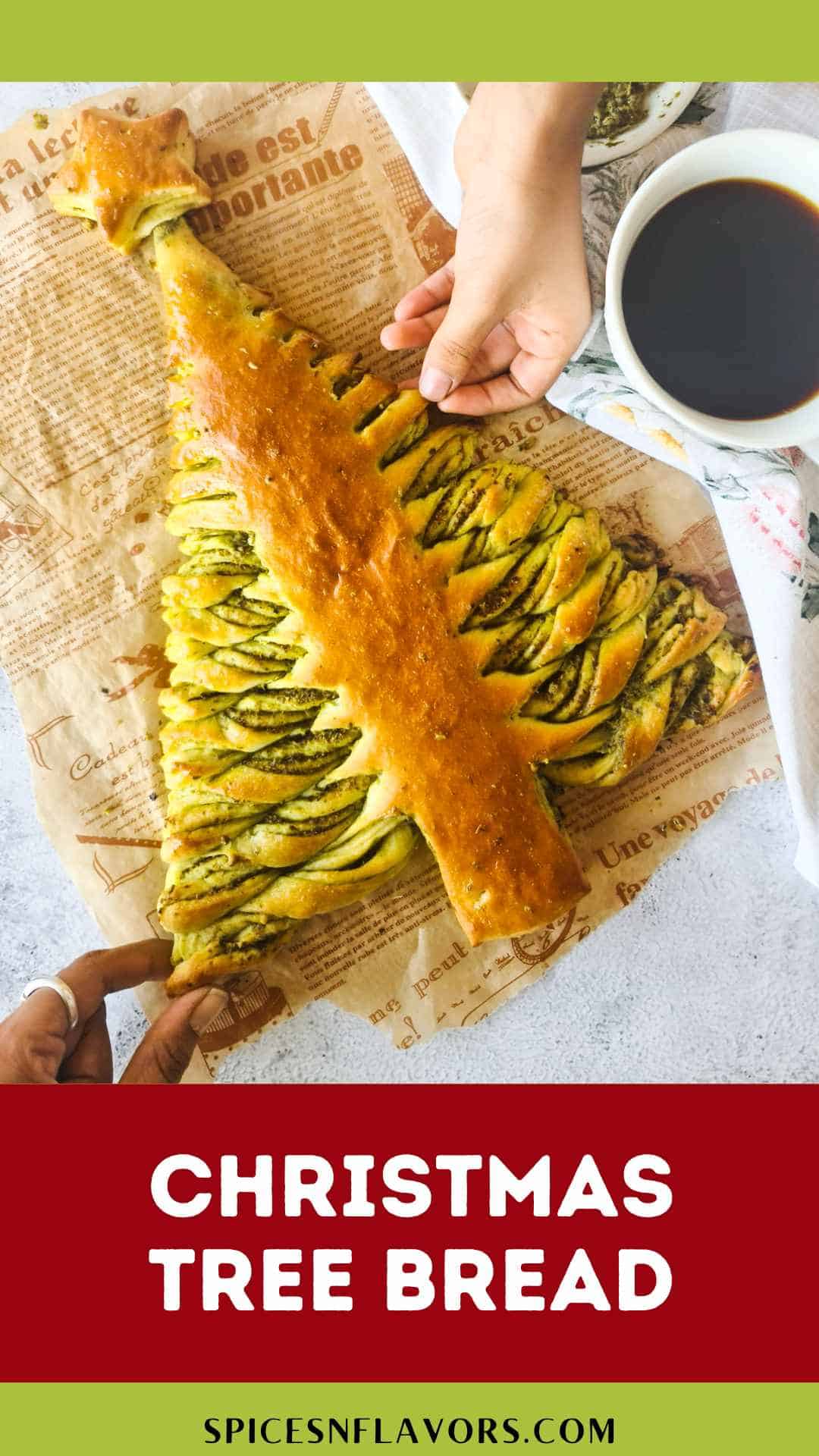 Pesto Christmas Tree Bread (Pull Apart) Spices N Flavors