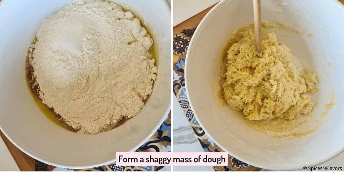 combining the ingredients to form a dough