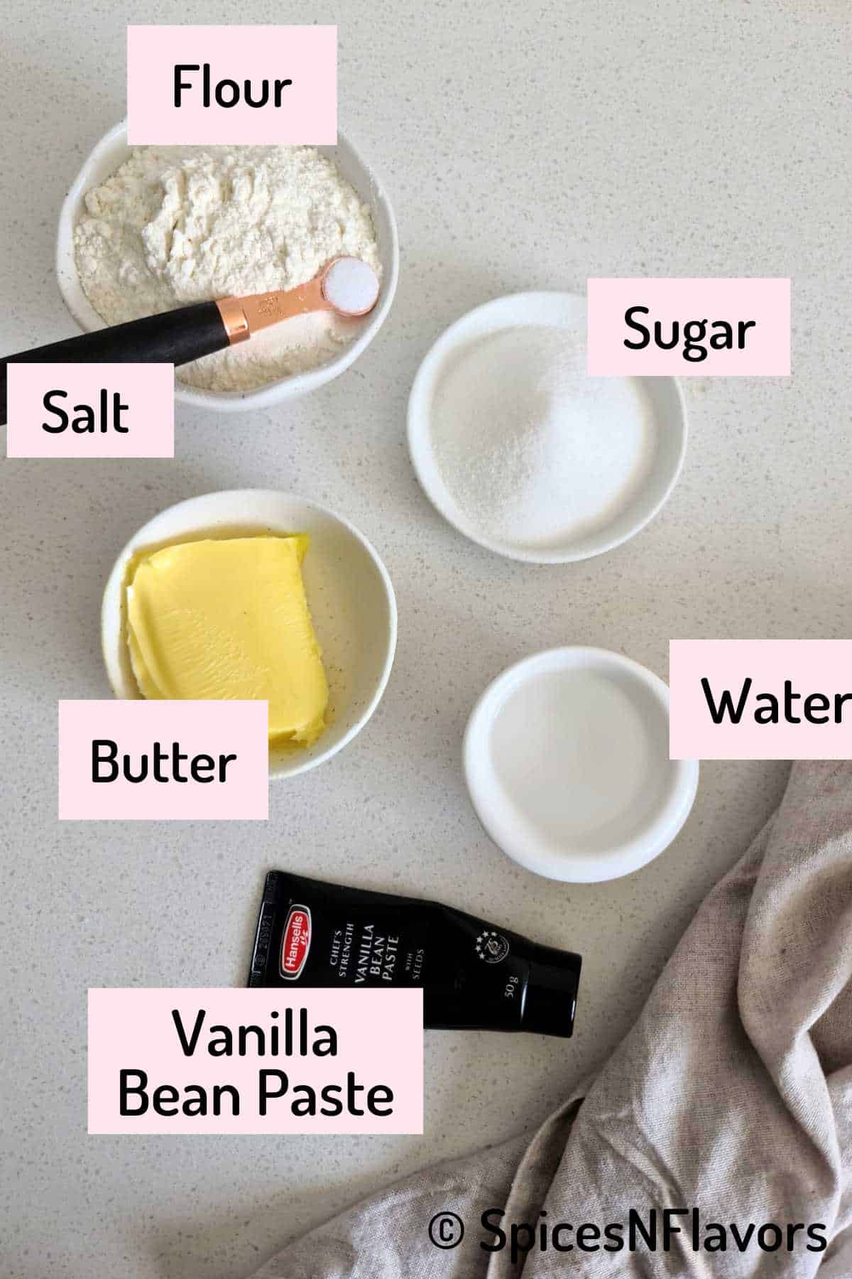 ingredients needed to make the sugar cookies