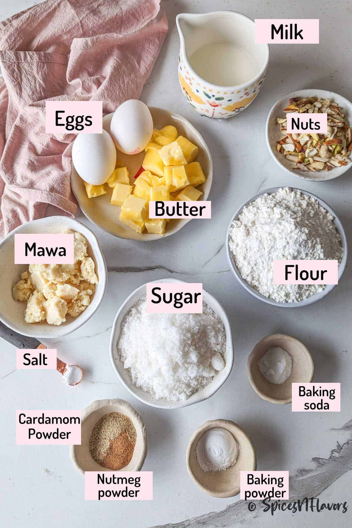 ingredients needed to make mawa cake