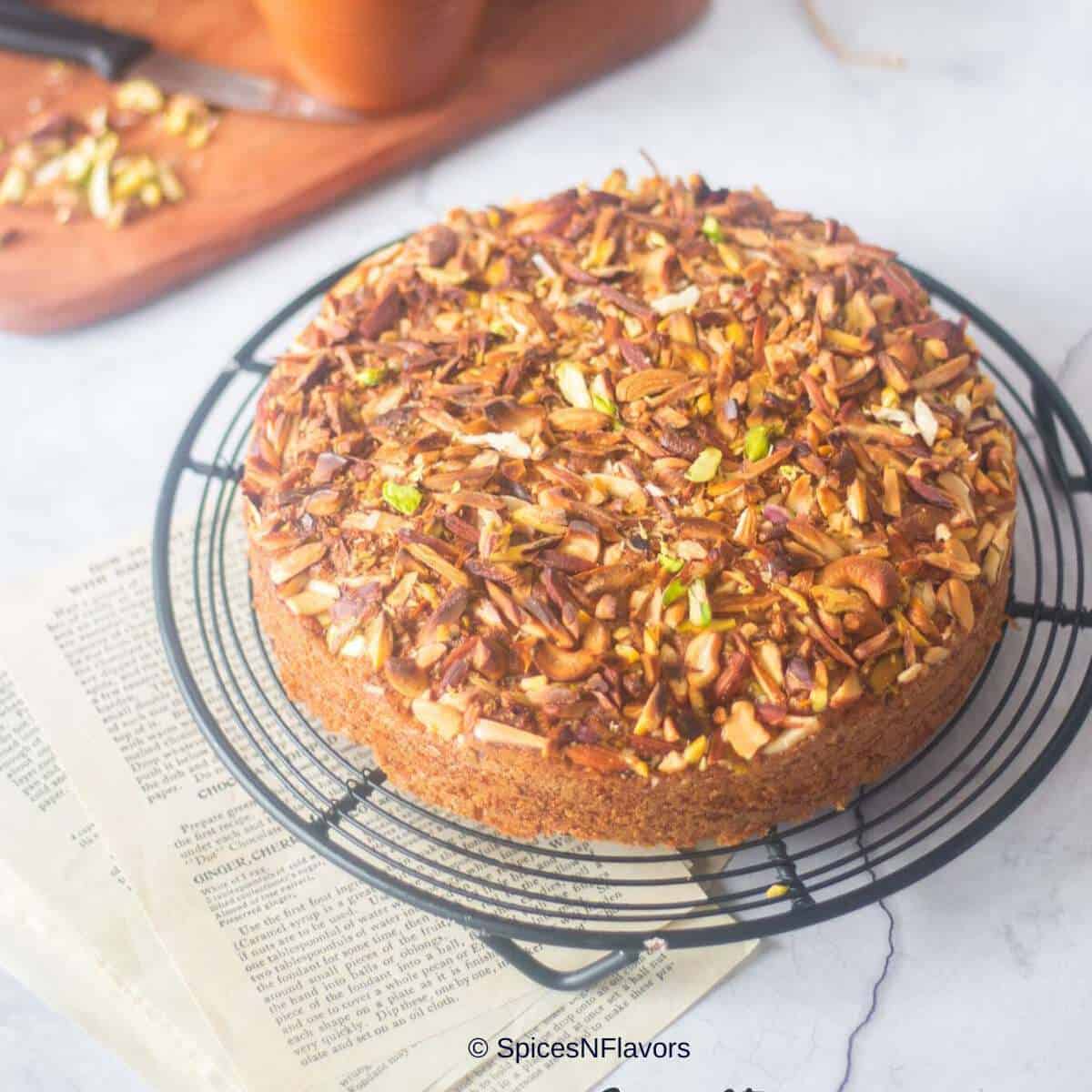 Easy Thandai Mawa Cake Recipe - Eggless Mithai Cake for Indian Festival