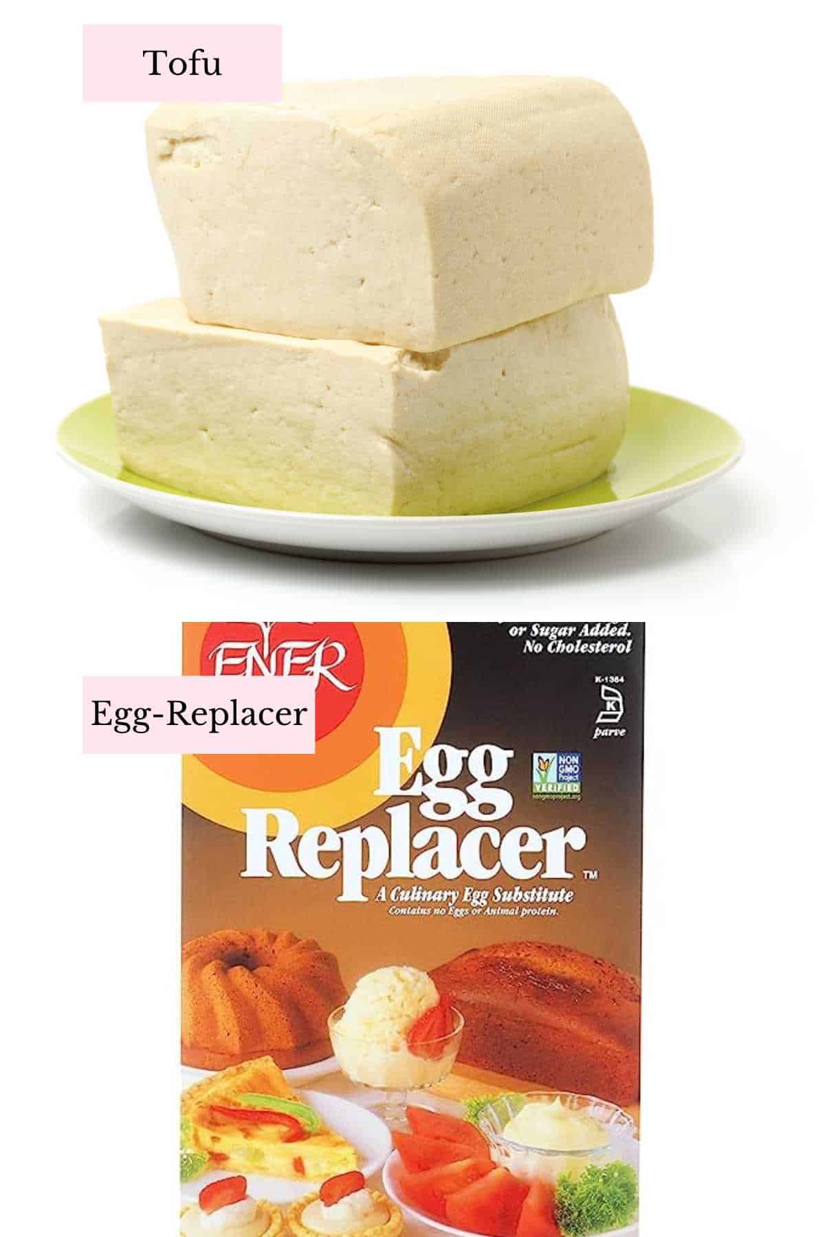 2 commercial vegan egg relacers for making banana bread