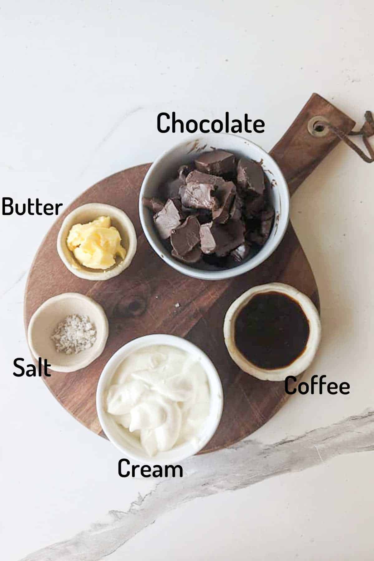 ingredients needed to make the coffee truffle recipe