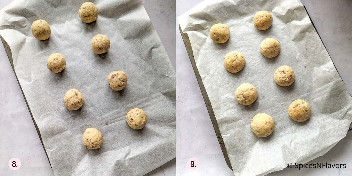 before and after image of baking the cookies