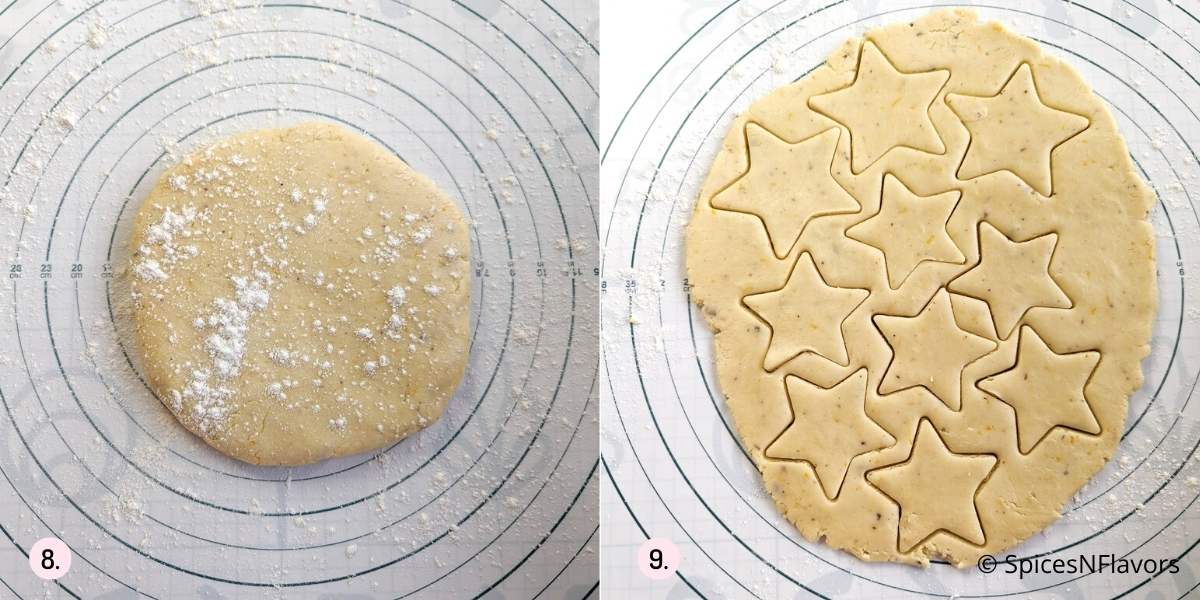 Roll the cookie dough and cut using preferred cookie cutter
