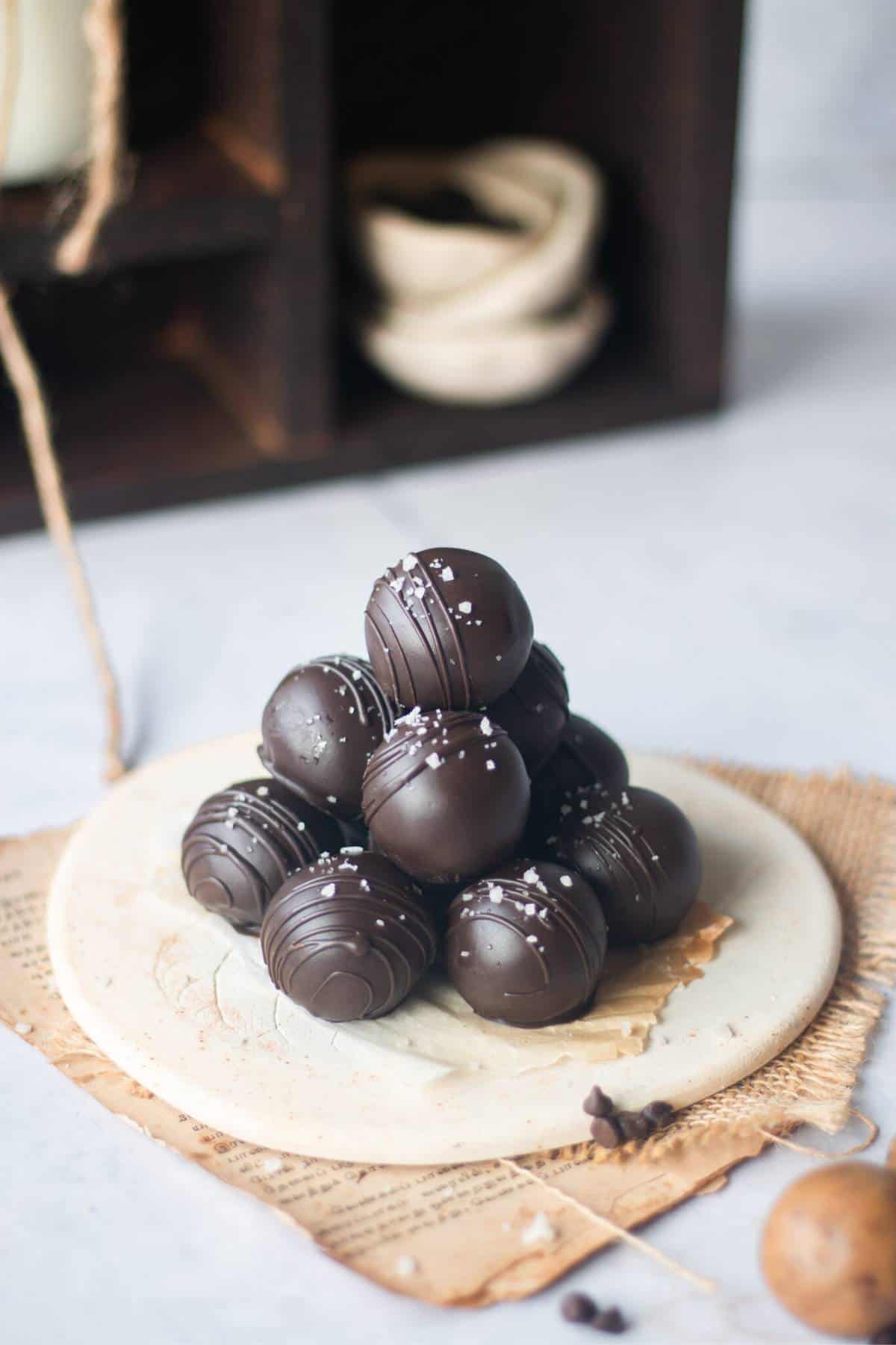 stacked cookie dough balls resembling a pyramid shape