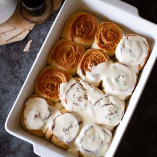 coconut rolls glazed with a smooth glaze on top