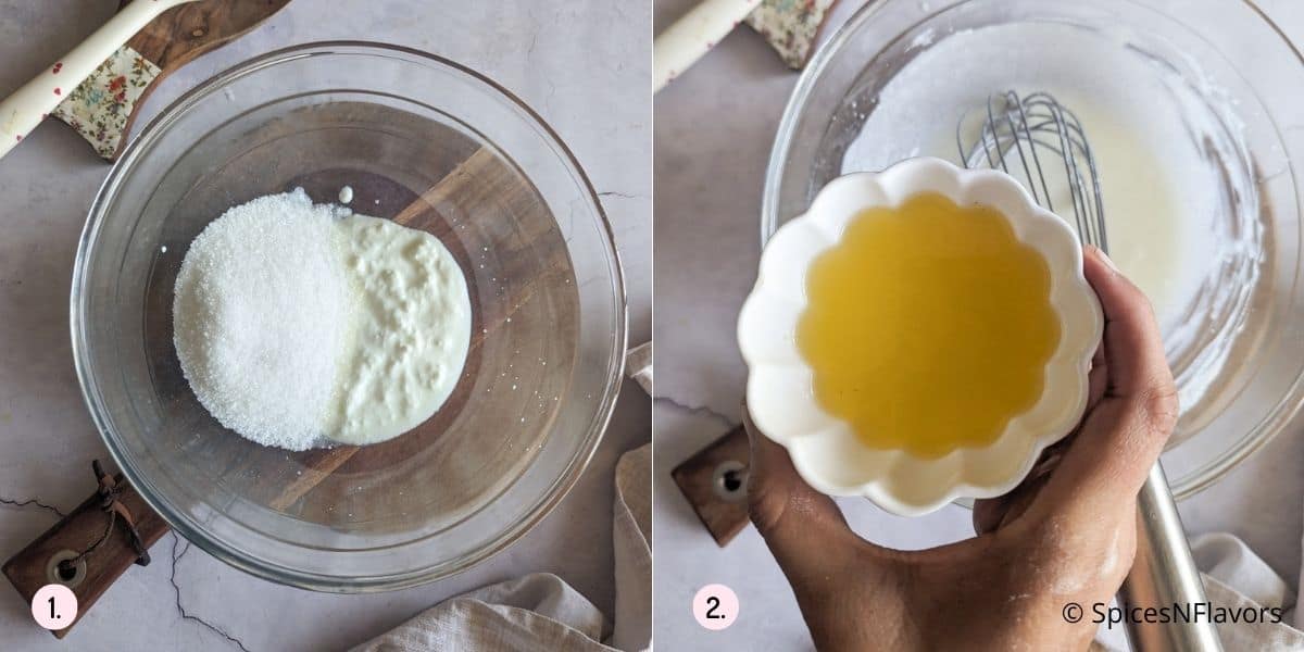 mixing the wet ingredients in a bowl