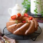 close up image of strawberry pound cake for recipe card size