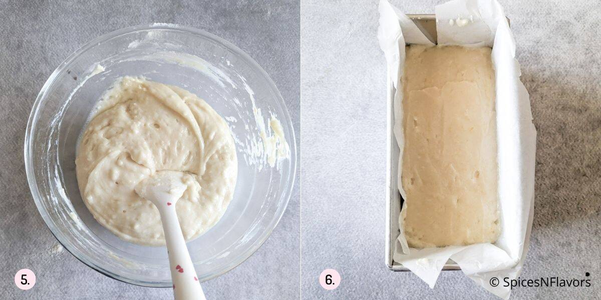 prepare cake batter and transfer to cake tin