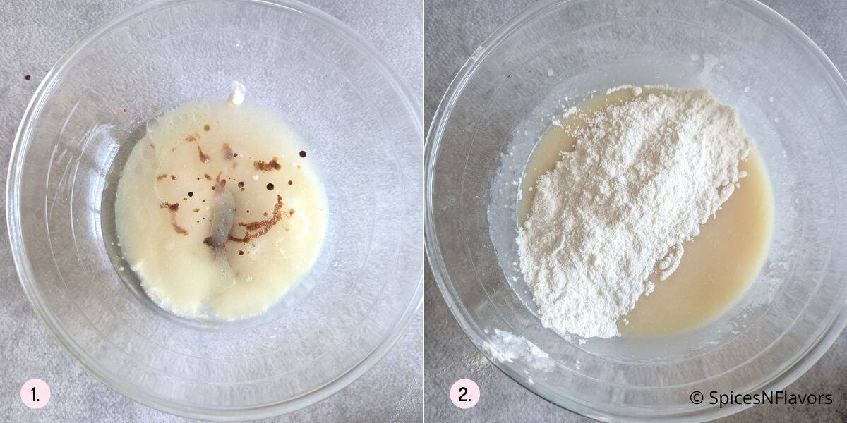 mixing dry and wet ingredients 