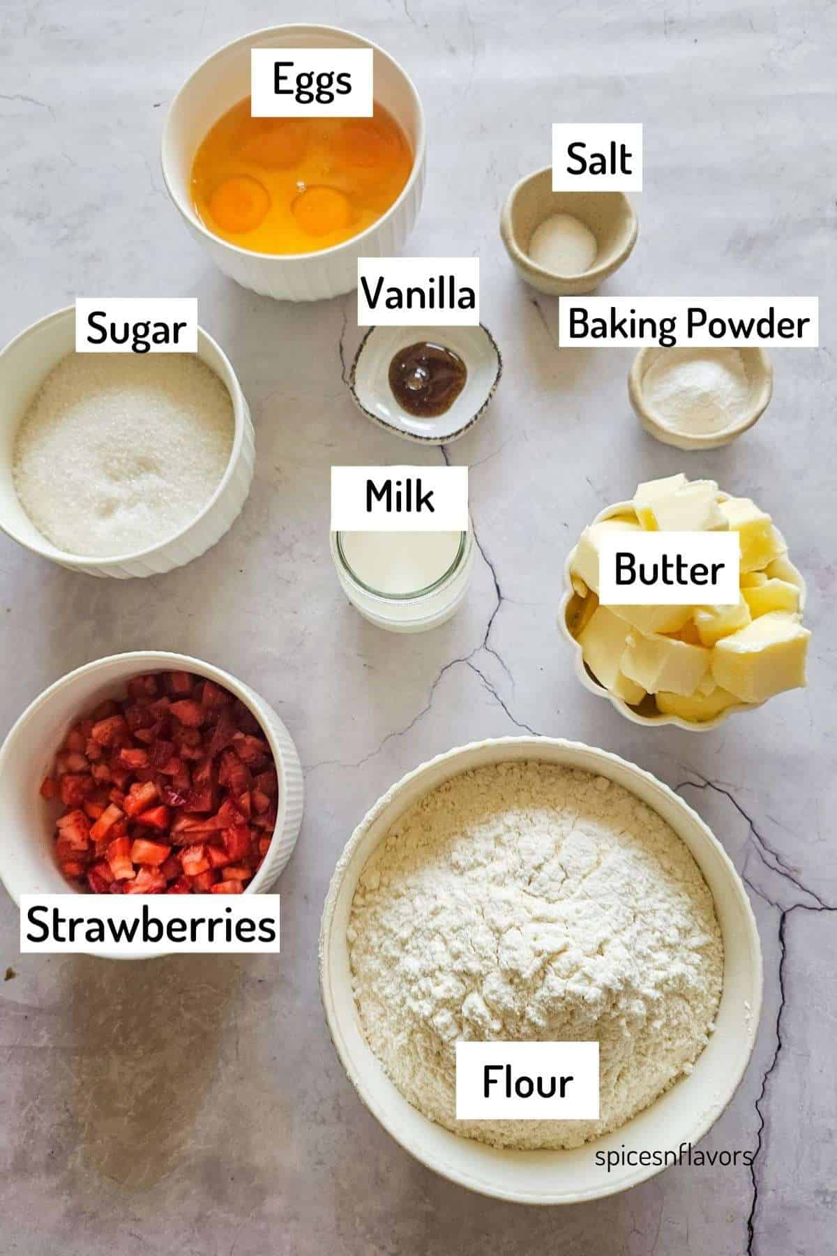 ingredients needed to make strawberry pound cake