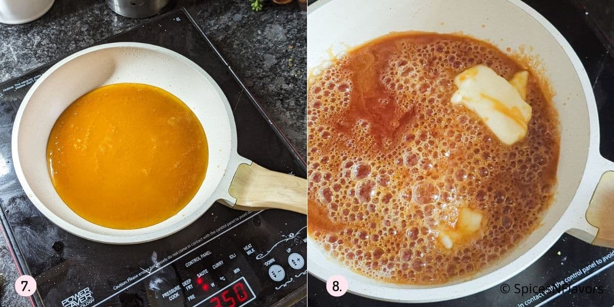 adding butter to the saucepan