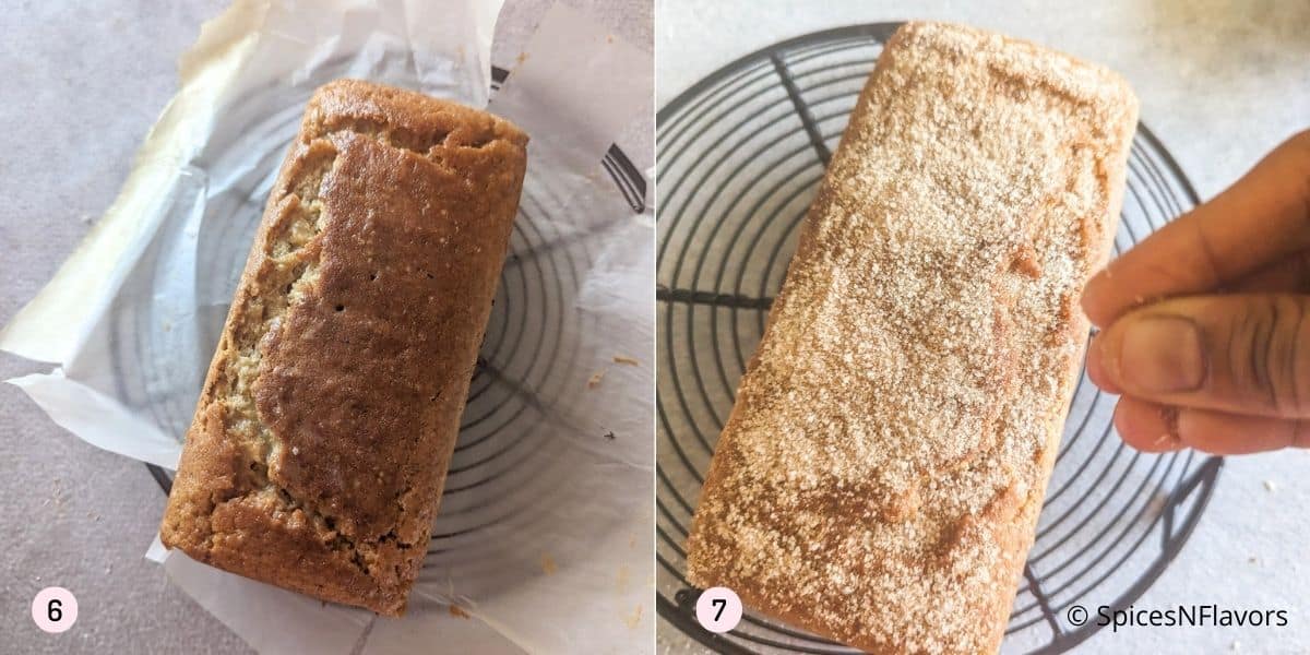 sprinkle cinnamon sugar on top of the bread