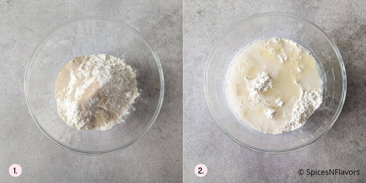 mix the ingredients in a bowl to form the dough