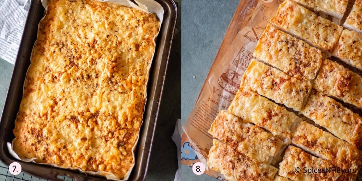 bake the bread until golden brown and cut into slices