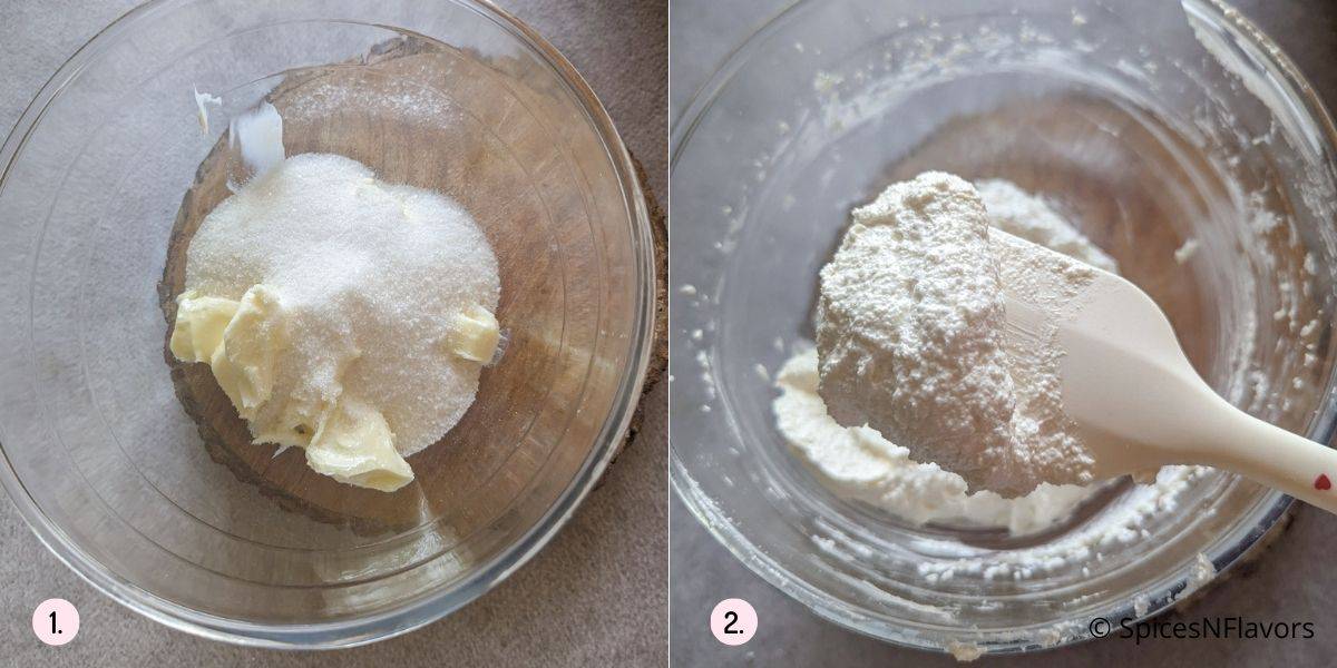Beat butter and sugar until creamy