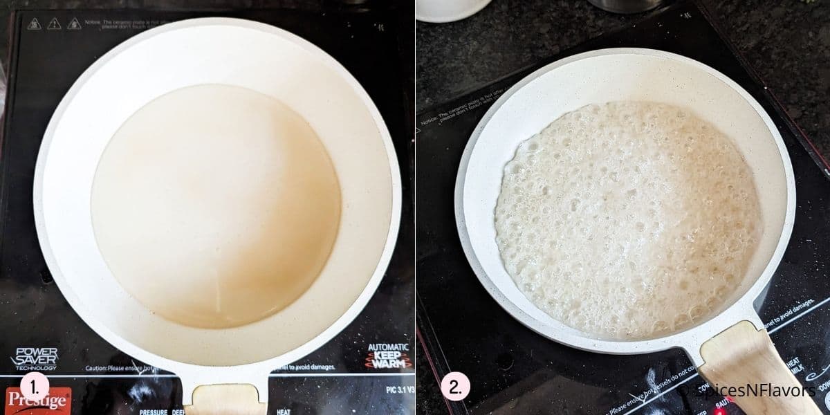 start melting sugar and water in a pan