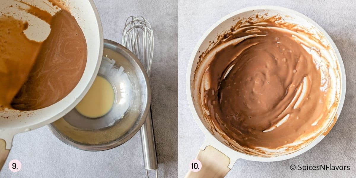 adding coffee cream and cooking it till thick