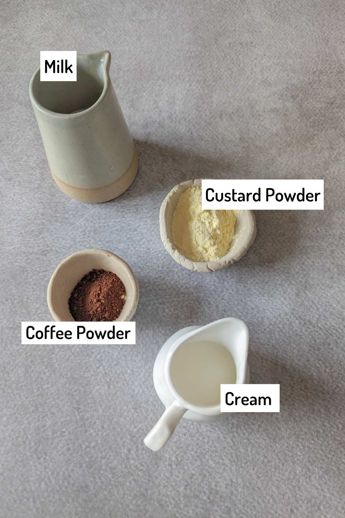ingredients needed to make coffee custard