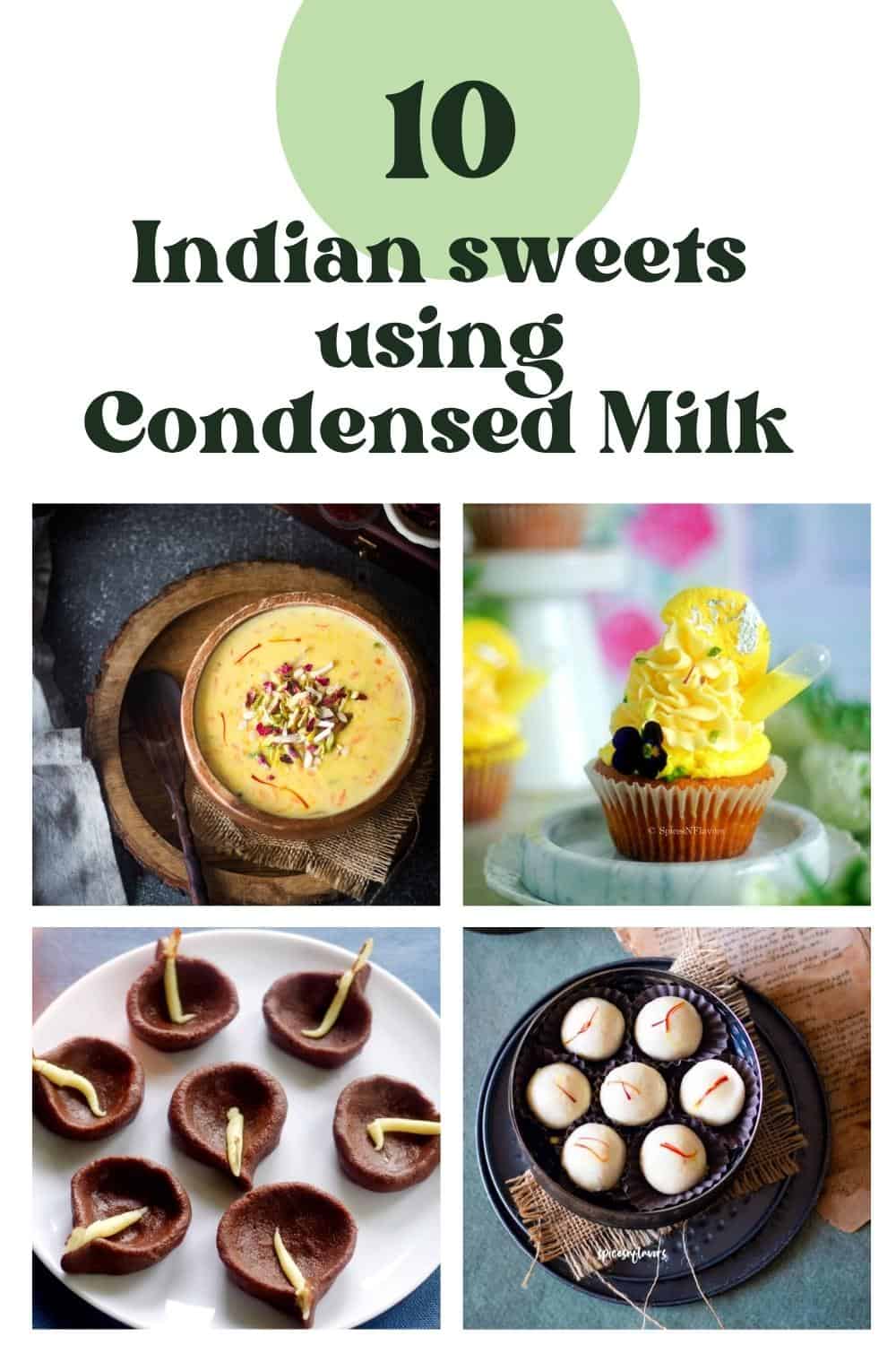collage of 4 indian sweets with text on top