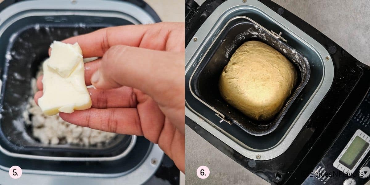 adding butter midway to the dough preparation stage
