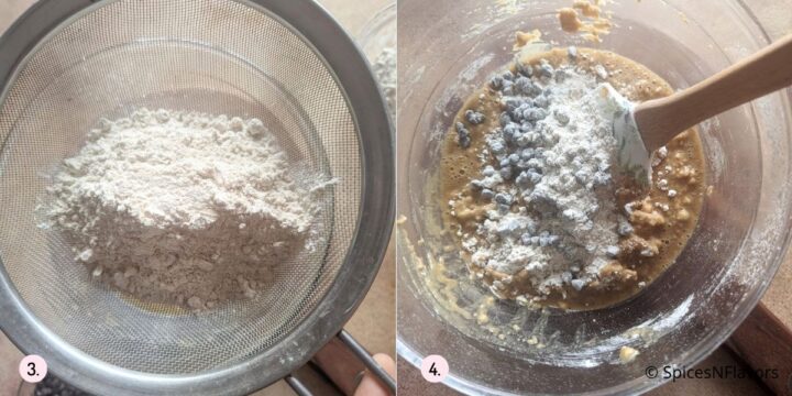 mixing dry ingredients into wet