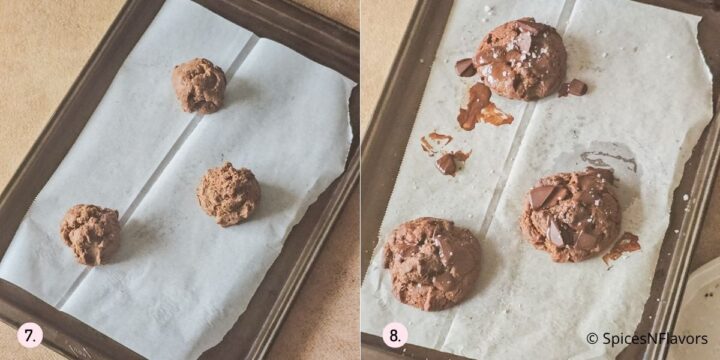 bake the espresso cookies placed on a baking tray lined with parchment paper