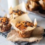close of whole wheat muffins for recipe card