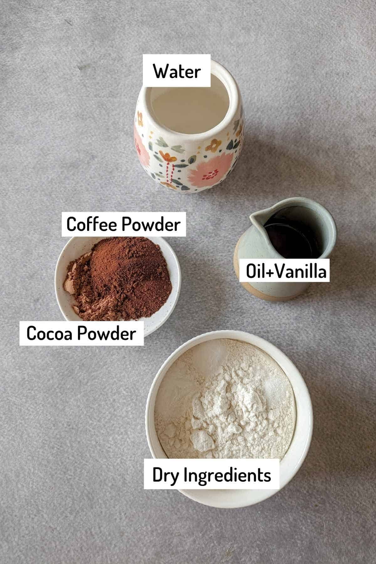 ingredients needed to make coffee cupcakes