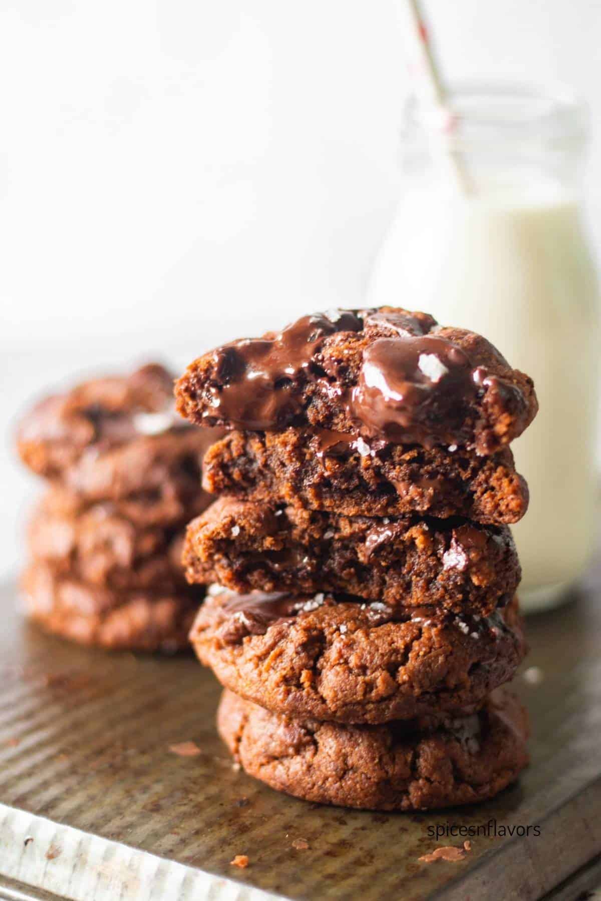 stack of dark chocolate espresso cookies