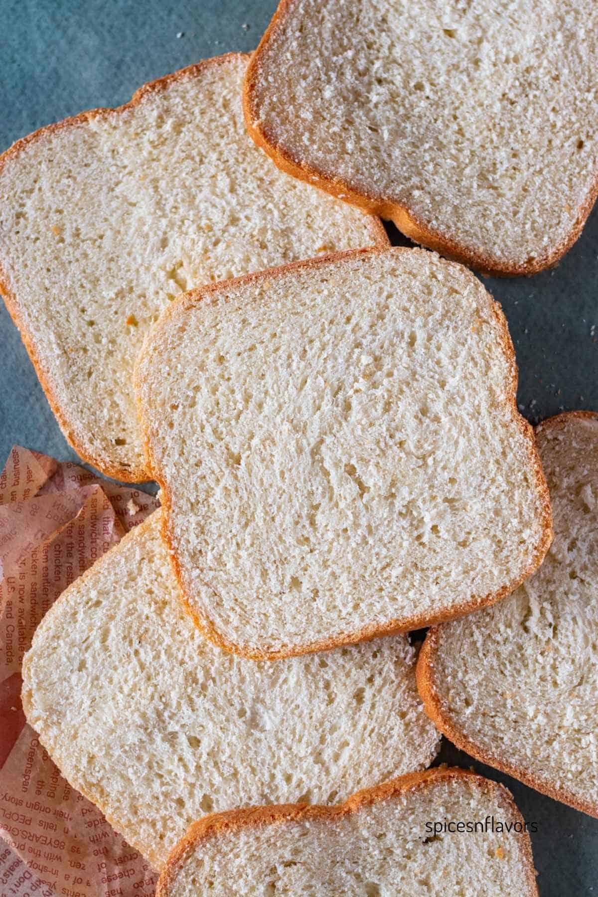 slices of japanese milk bread machine bread placed on  top of each other