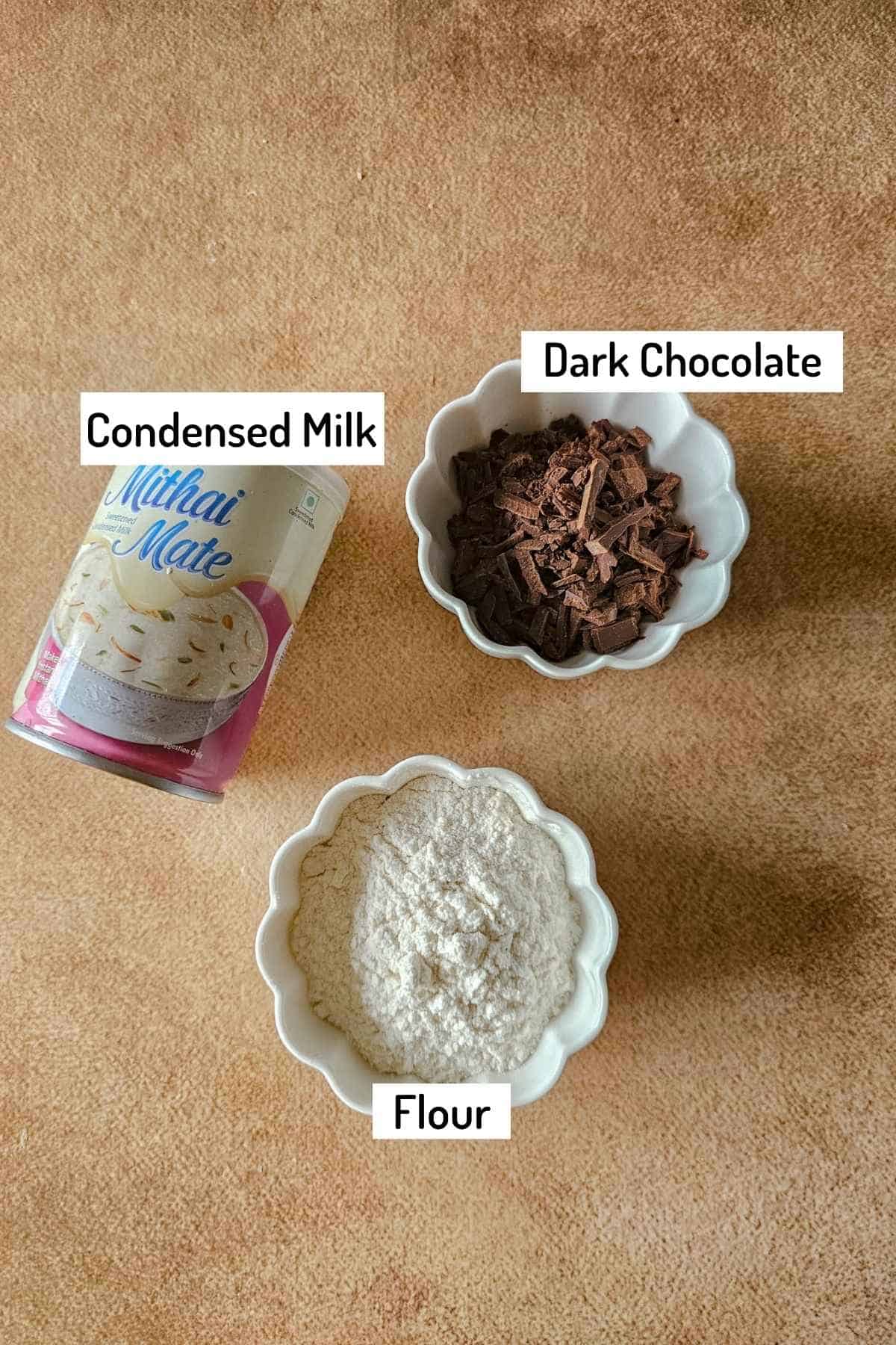 ingredients needed to make 3 ingredients condensed milk brownies
