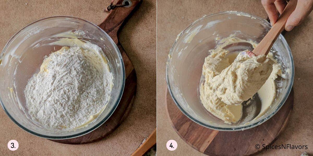 add plain flour and beat well 