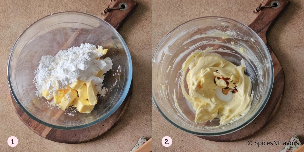 beat butter, sugar and vanilla together