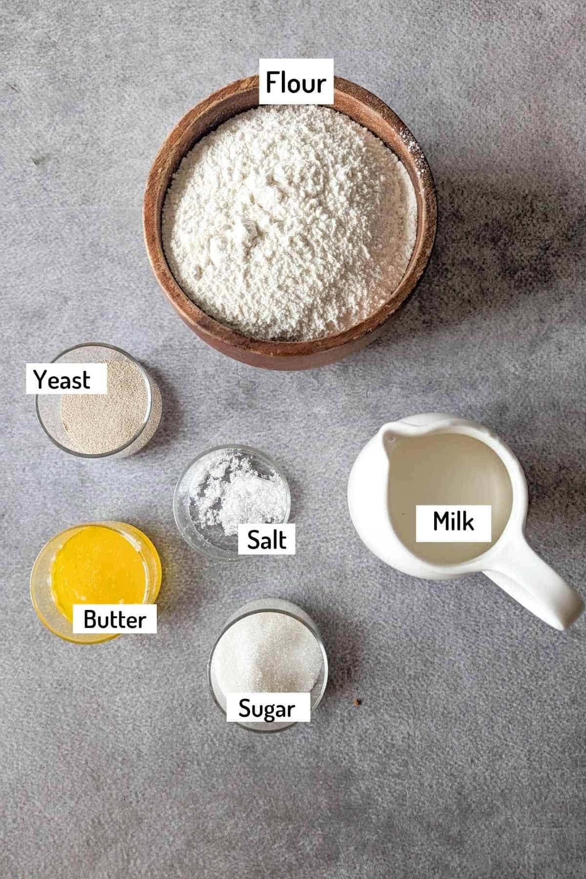 ingredients needed to make dinner rolls