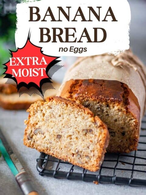 sliced banana bread with text on top