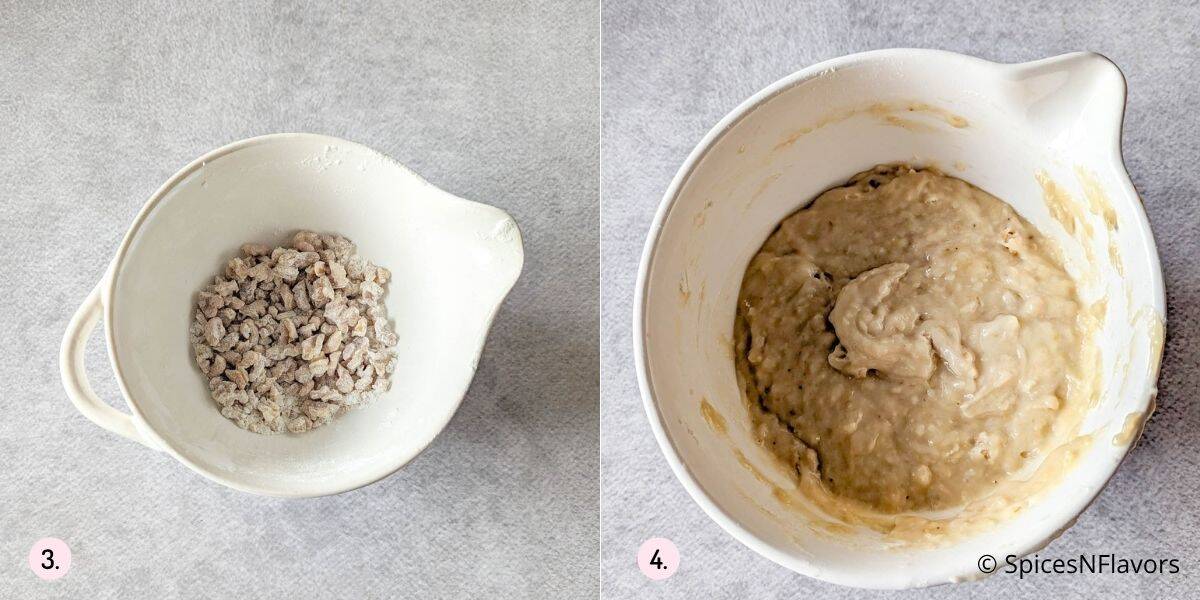 adding walnuts into the batter