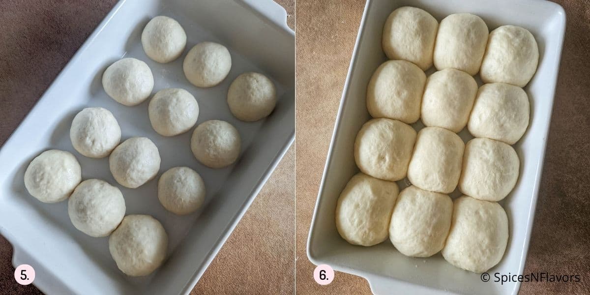 proving shaped dough into rolls