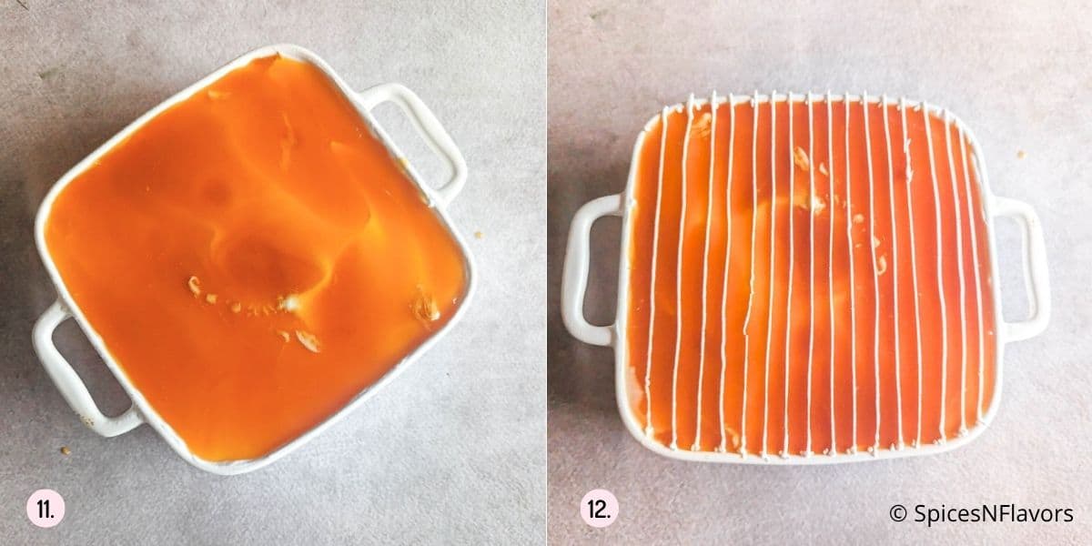 top with caramel sauce on top